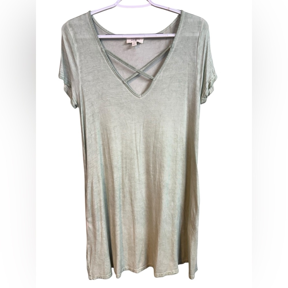 Umgee Light Green V-Neck Dress